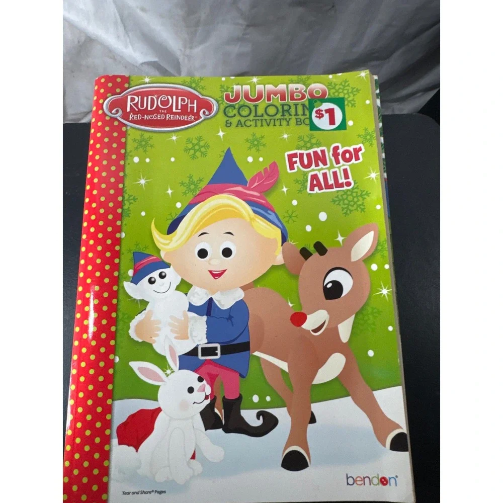 Lot of 4 Bendon Christmas Jumbo Coloring Activity Books Rudolph Santa Jolly Pals